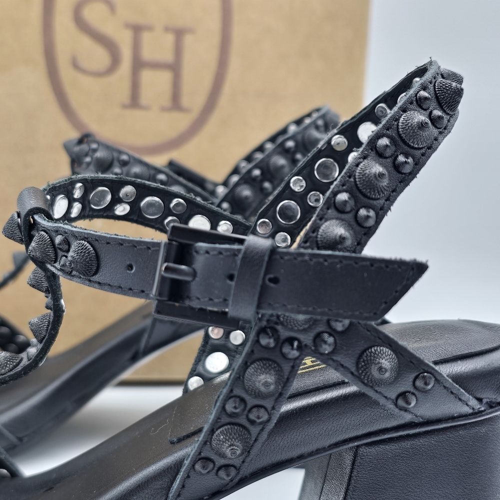 NIB Ash Janice Bis Studded Block Heel Sandals, Black, EU 35/US 5 - Picture 5 of 14